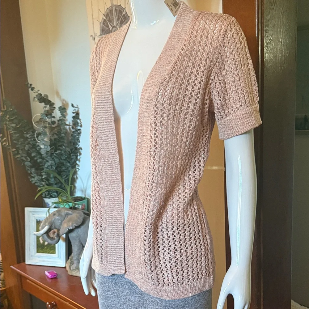 NWt northern reflections size small Women's Open-Front Knit Sweater - Pink - Picture 1 of 6